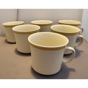 Lot of 6 Vintage Garden Festival Stoneware Beige/Yellow Coffee Cup/Mug - Japan